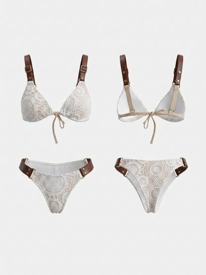 Trendy Floral Lace Triangle Bikini