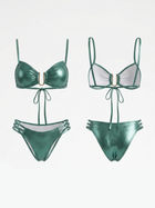 Metallic Sage Green U-Ring Thin Strap Triple Band Bikini Set