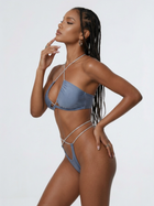 Light Blue Rhinestone Crisscross Hollow Out Halter Bikini Set