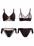 Retro Black Cherry Pattern Beach Bikini