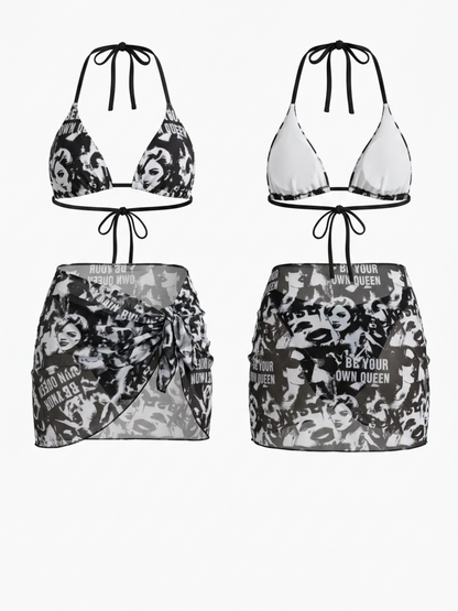 Graffiti Print 3 Piece Bikini