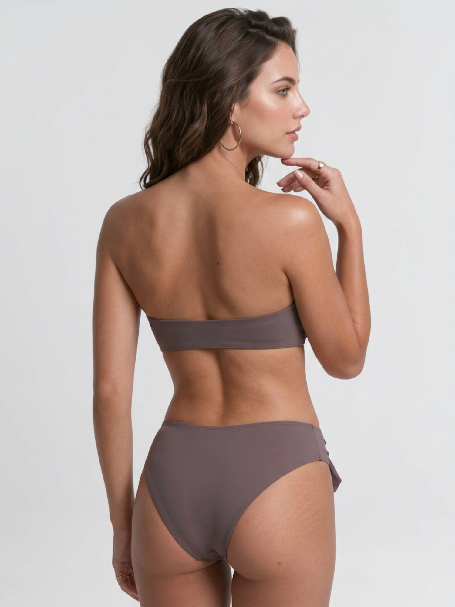 Heart Metal Buckle Strapless Bow Bikini Set