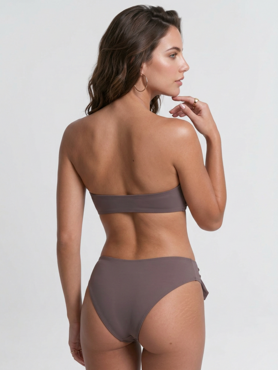 Heart Metal Buckle Strapless Bow Bikini Set