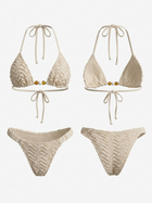 Wave Crochet Bead Halter Side Tie Bikini Set