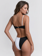 Black White Asymmetric Color Block Thin Strap Bikini Set