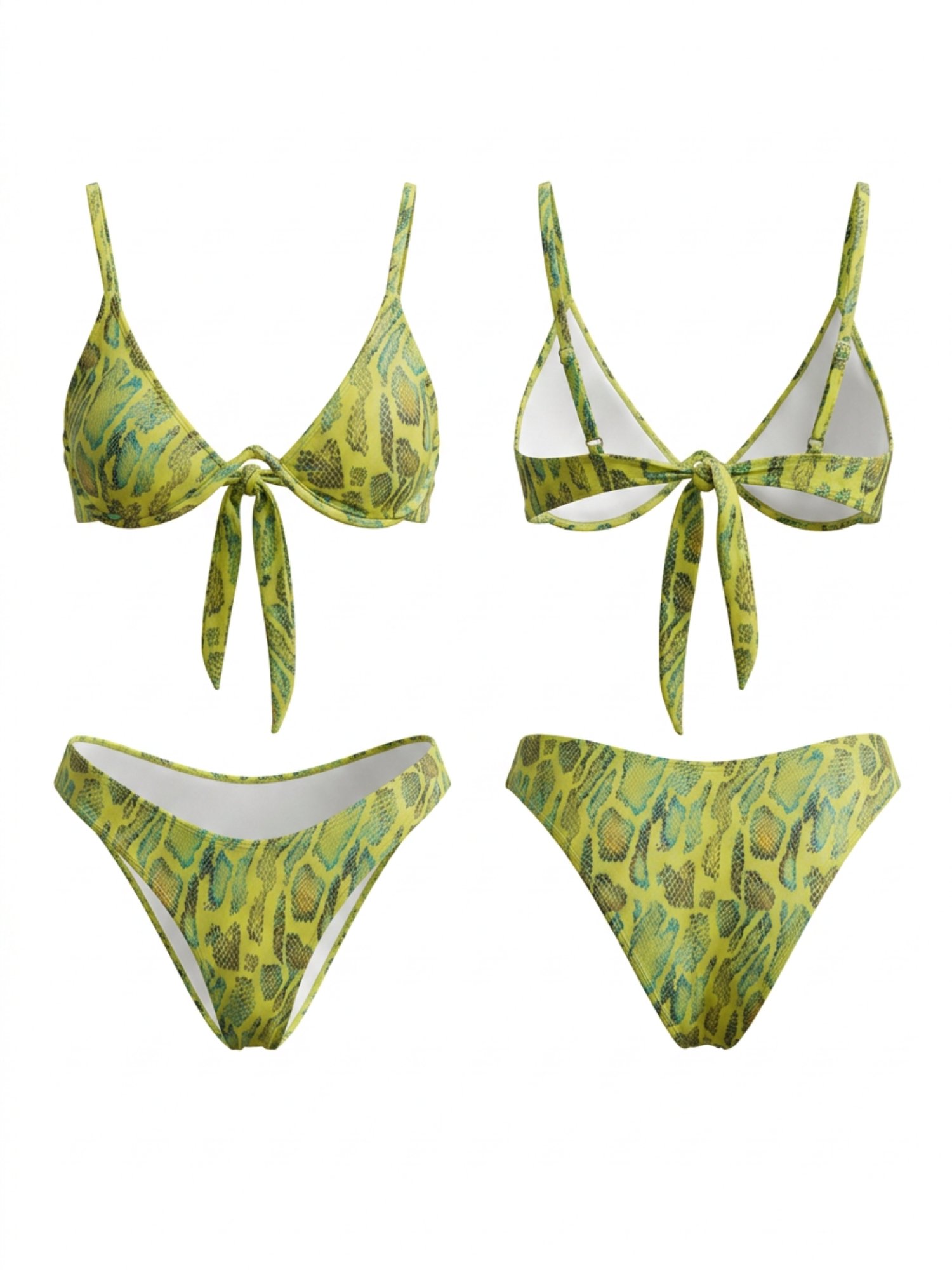 Lime Green Snake Print Underwire Triangle Bikini Set