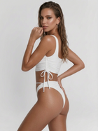 White Square Neck Side Drawstring Two Piece Bikini Set