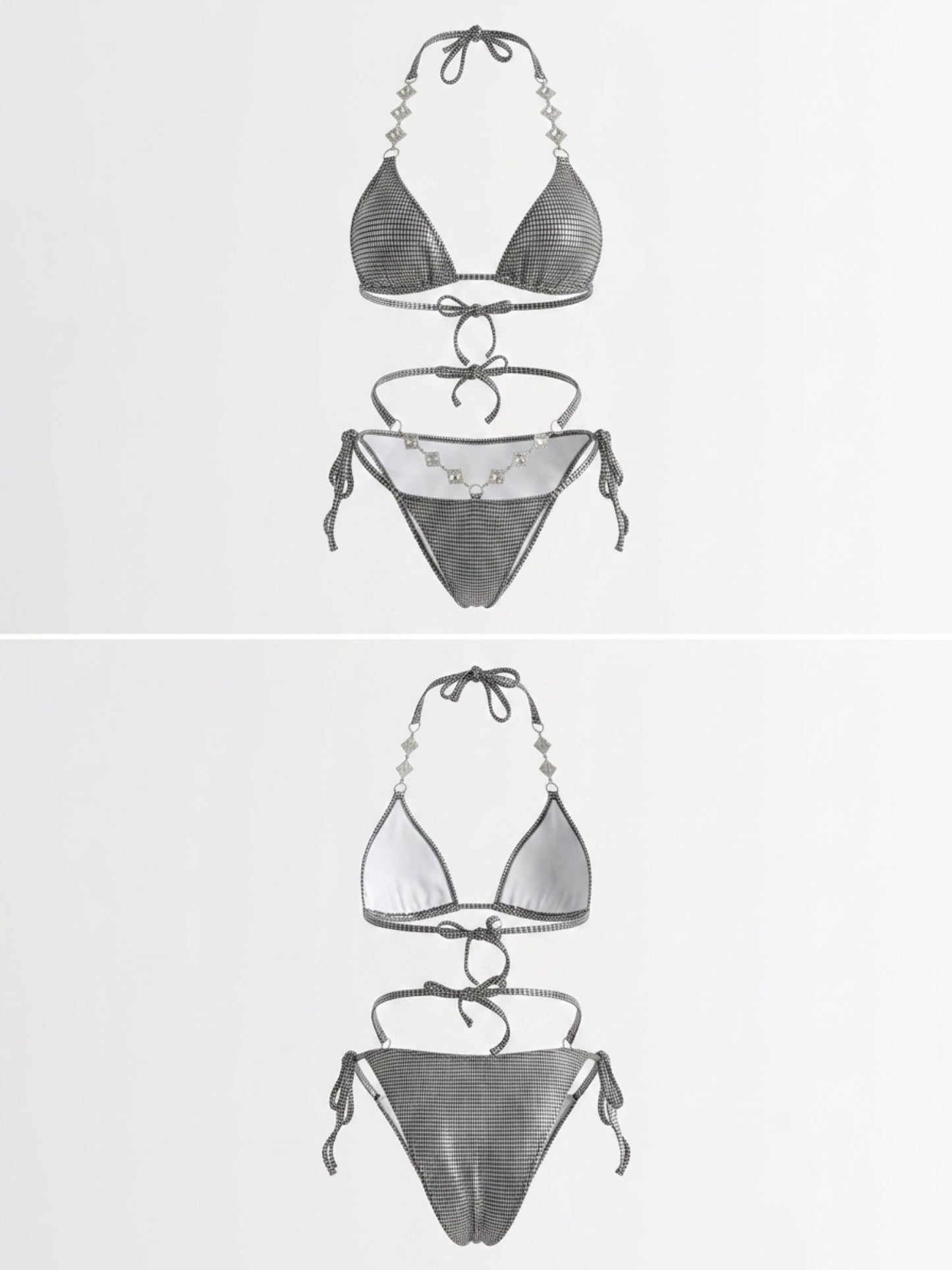 Silver Holographic Halter Bikini