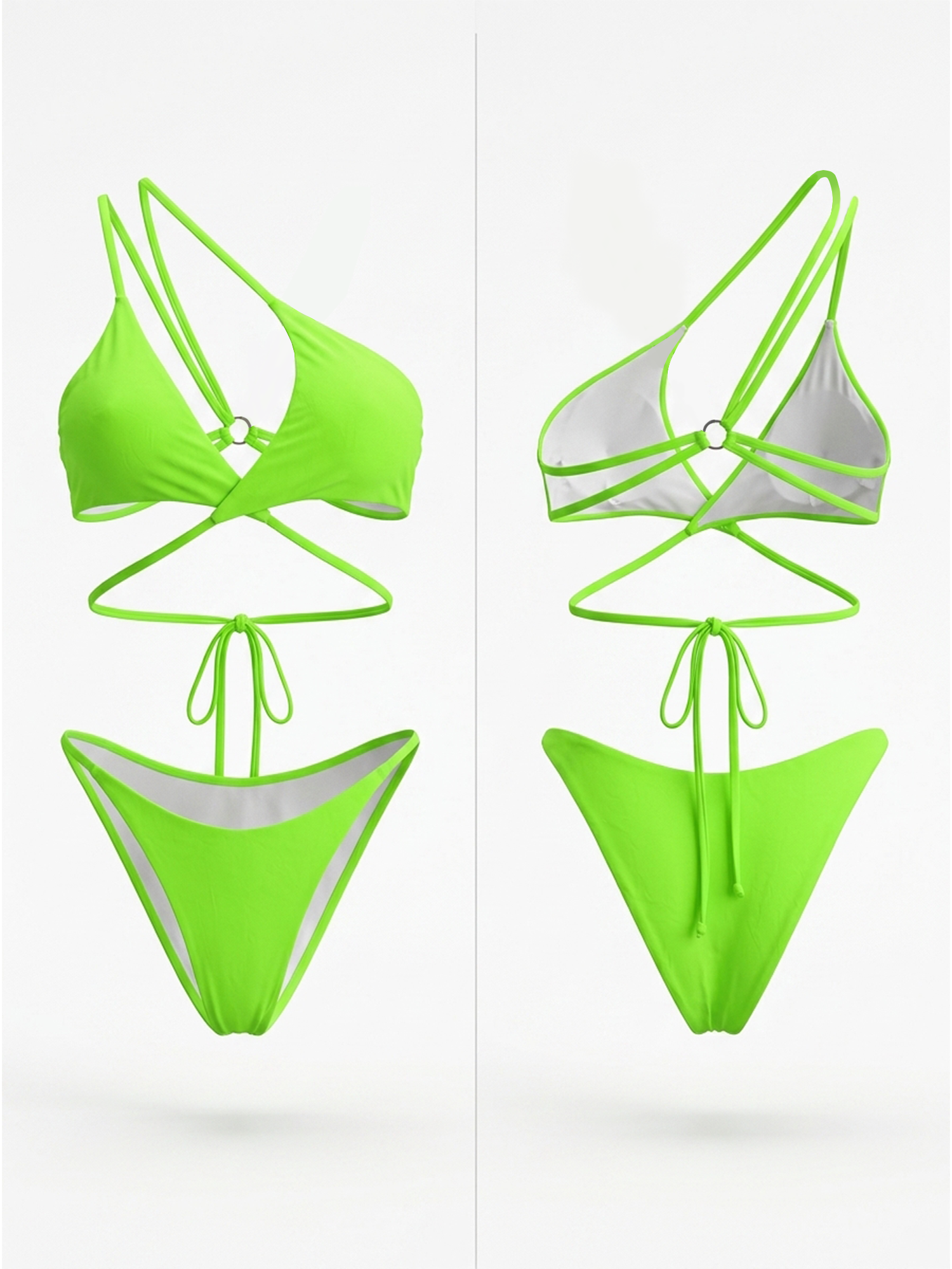 Crisscross Straps Cutout Two Piece Bikini Set