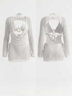 Textured Bikini Sheer Net Beach Cover Up 3 Piece Swimwear