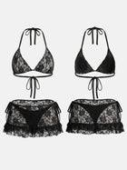 Halter Bikini Ruffle Skirt 3 Piece Beach Set