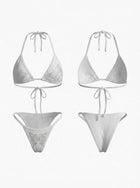 Rhinestone Butterfly Halter High Cut Bikini Set