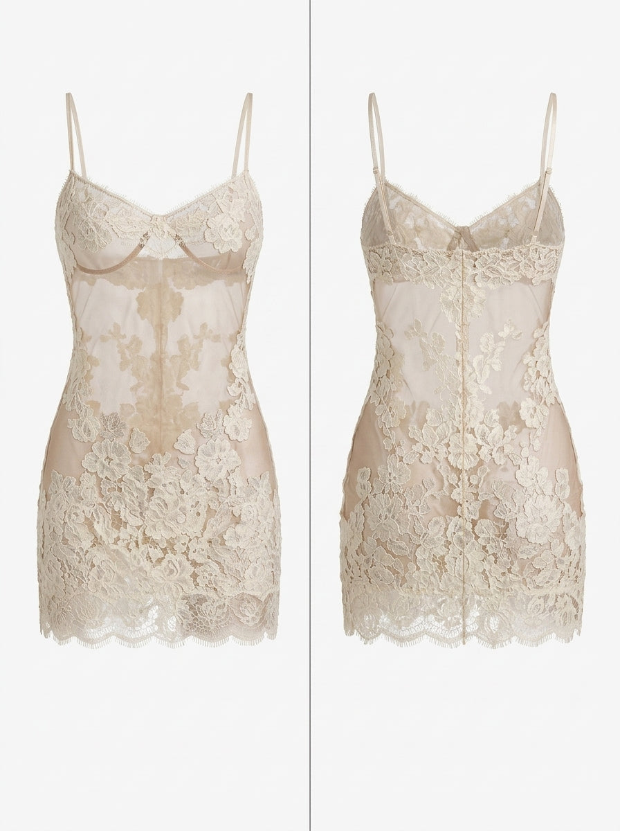 Floral Lace Sheer Mesh Spaghetti Strap Beach Bikini