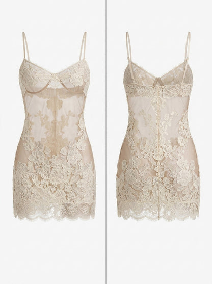 Floral Lace Sheer Mesh Spaghetti Strap Beach Bikini