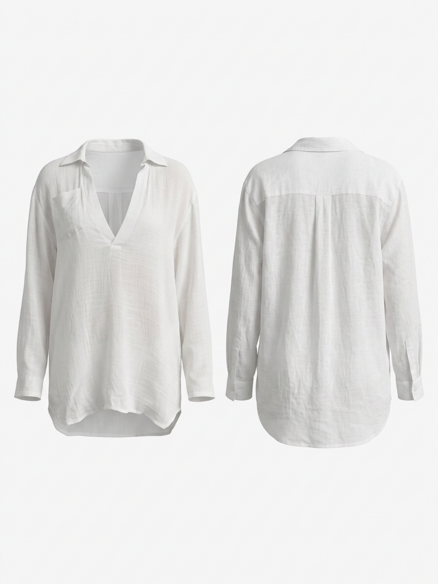 White Sheer Long Sleeve Shirt Beach Cover Up