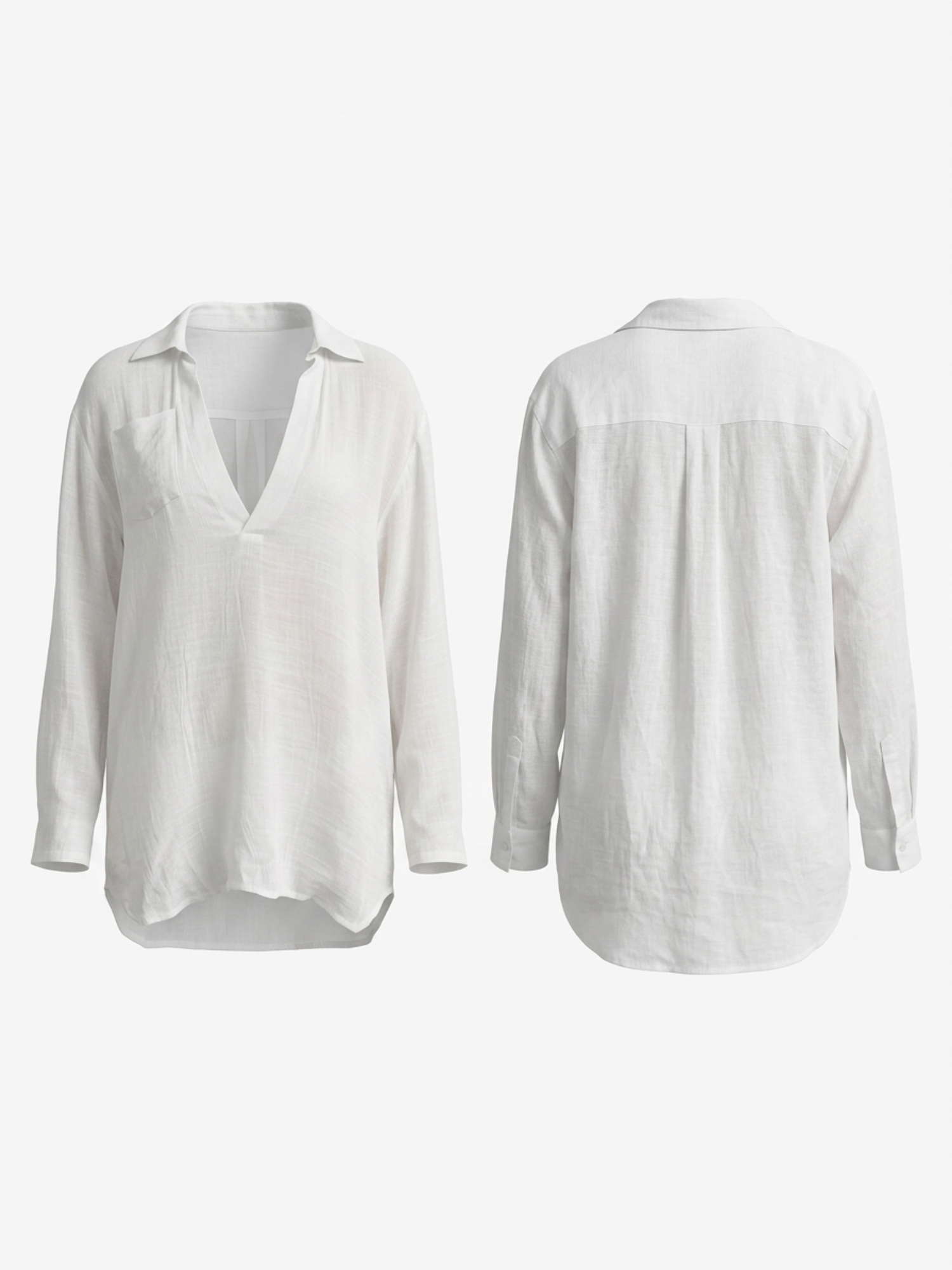 White Sheer Long Sleeve Shirt Beach Cover Up