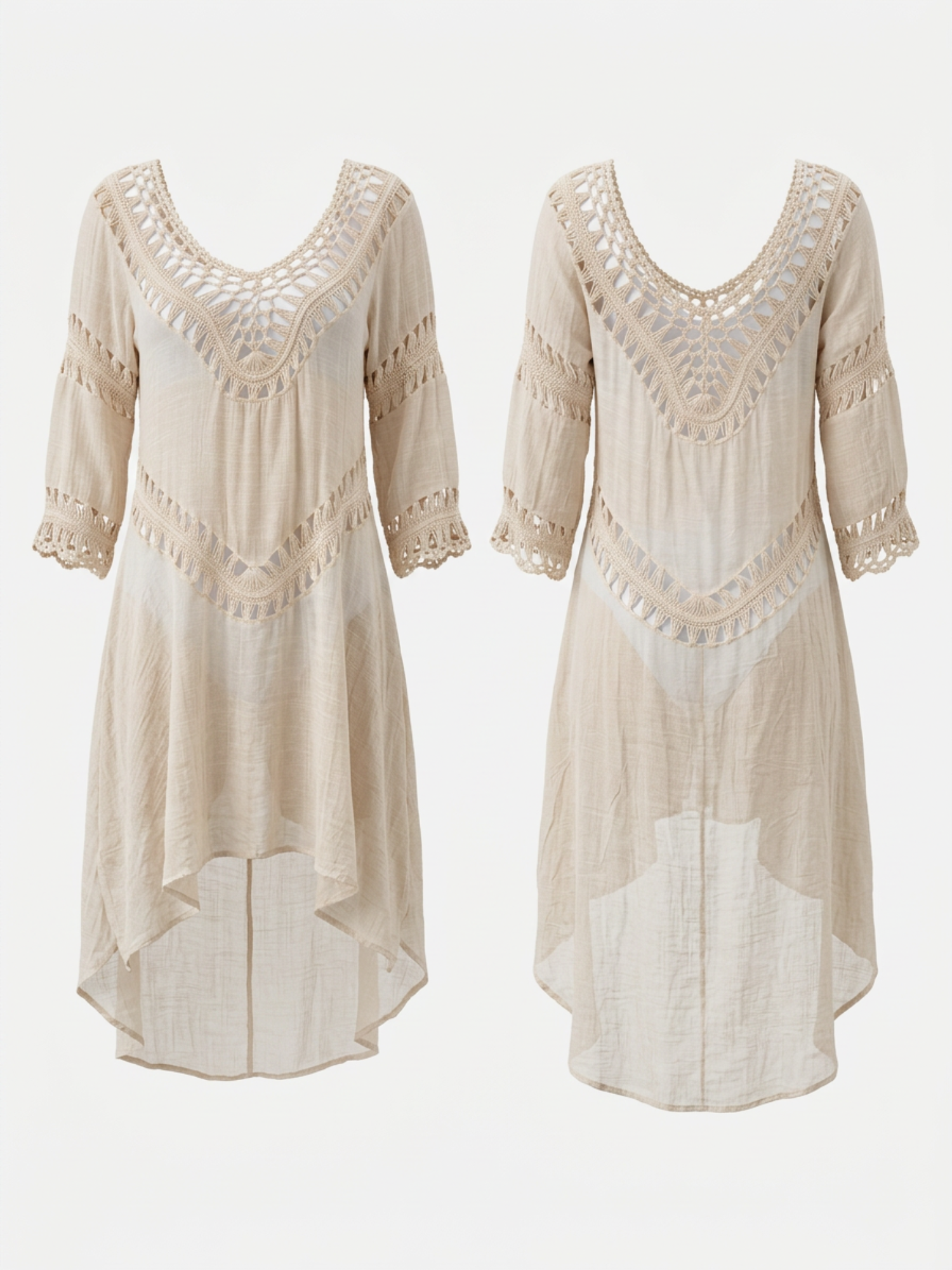 Crochet Hollow Out V-Neck Beach Cover Up