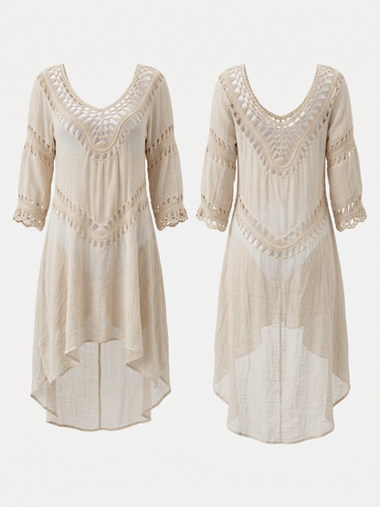 Crochet Hollow Out V-Neck Beach Cover Up