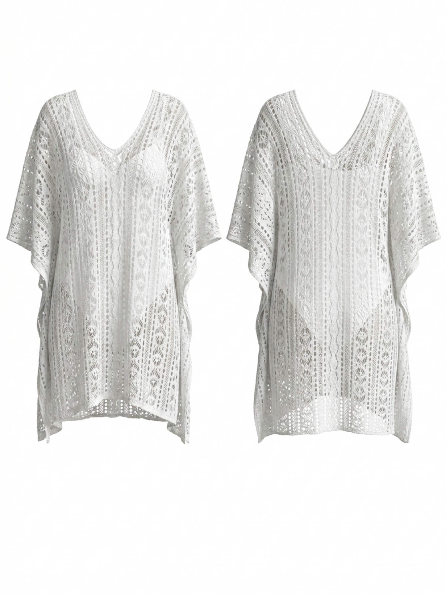 White Mesh Crochet Oversized Beach Cover Up