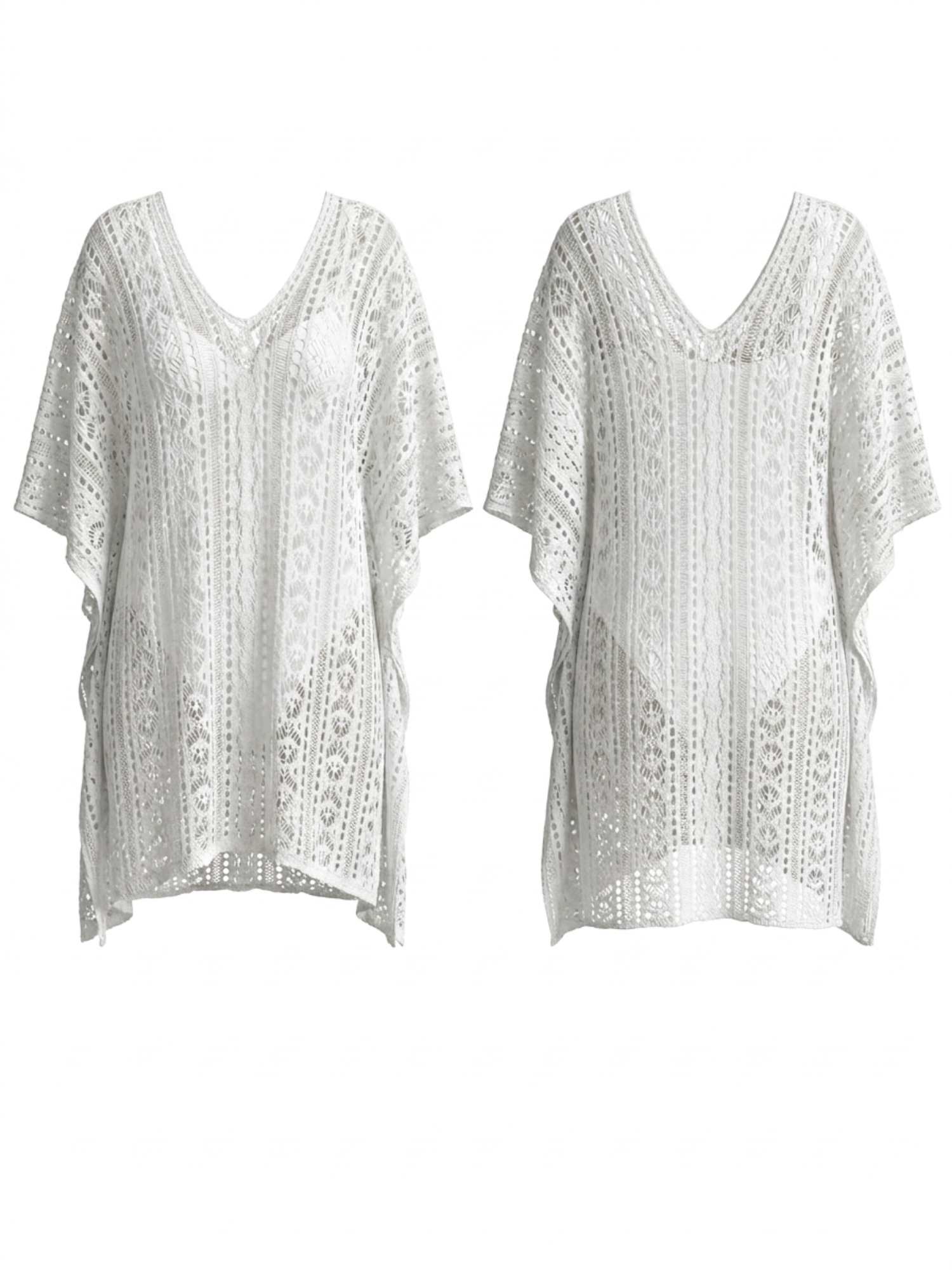 White Mesh Crochet Oversized Beach Cover Up
