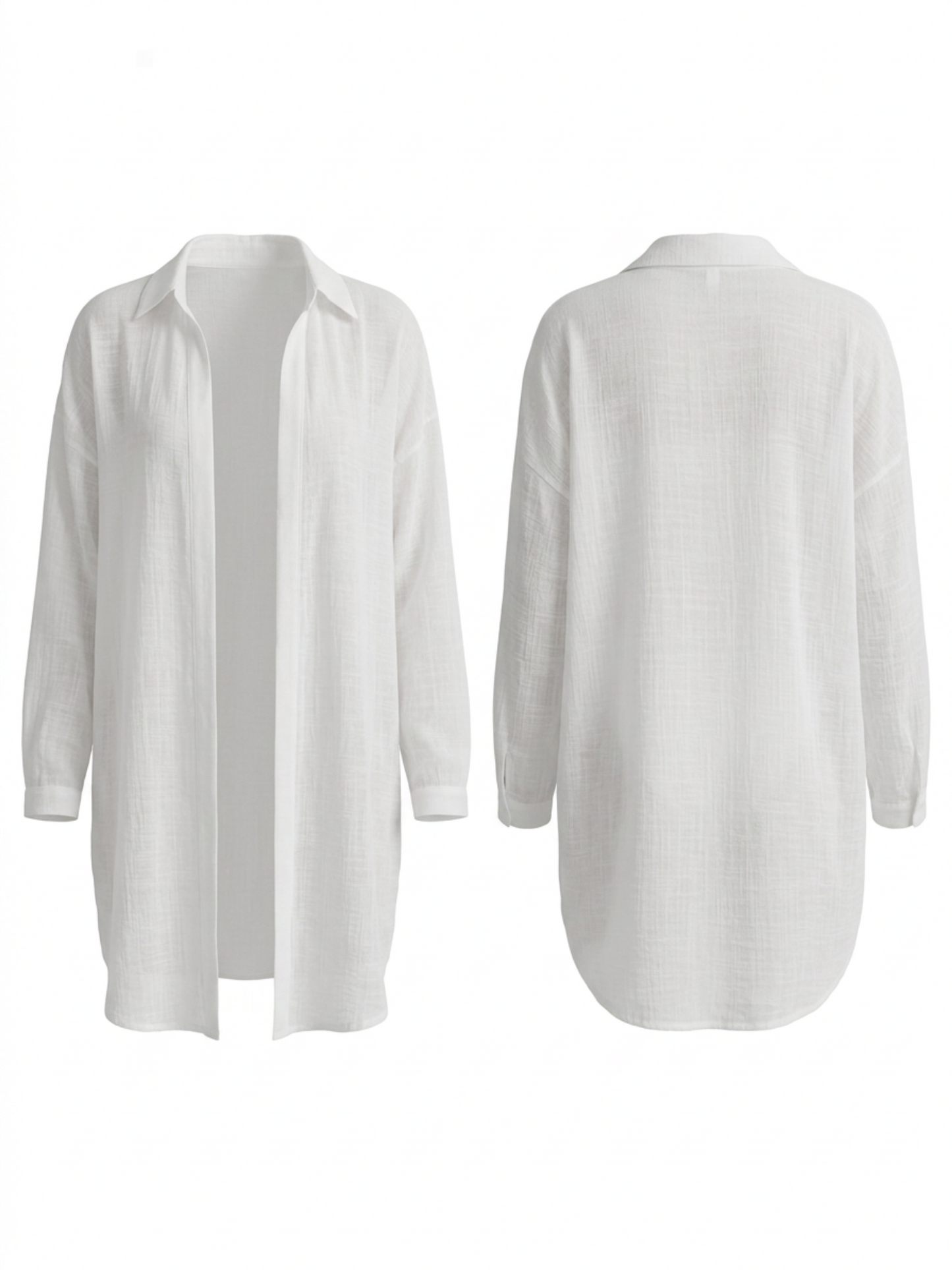 Oversized Sheer Long Sleeve Shirt Beach Cover Up