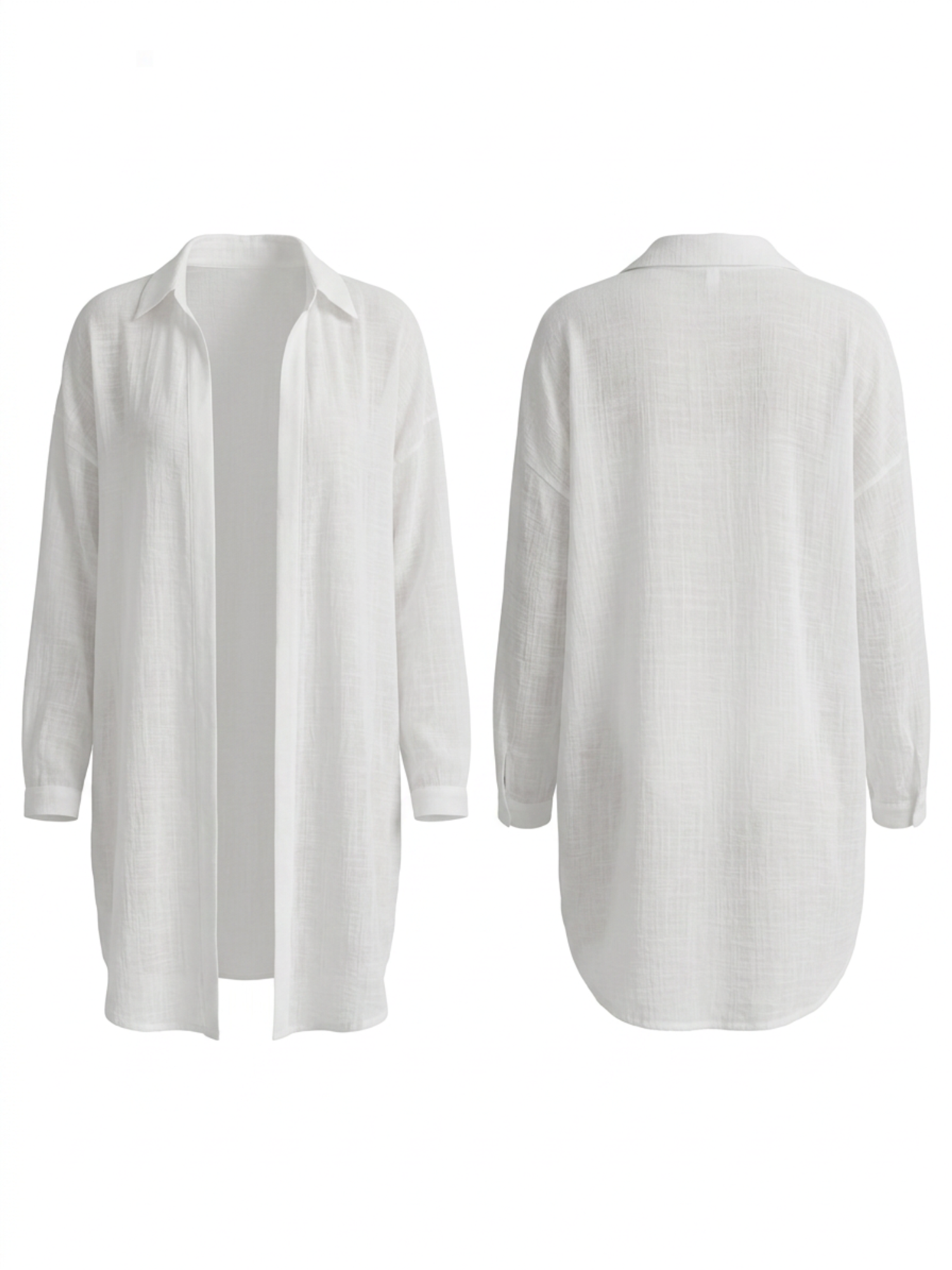 Oversized Sheer Long Sleeve Shirt Beach Cover Up