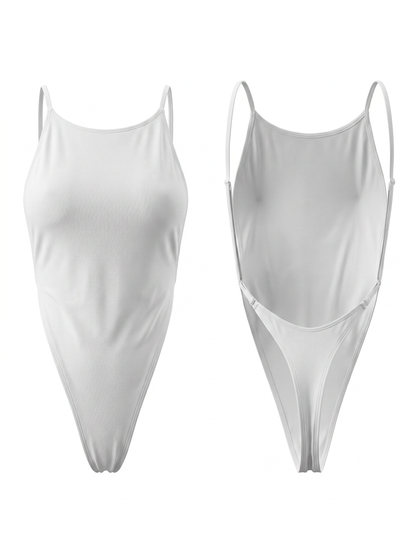 Solid Color Backless One-piece