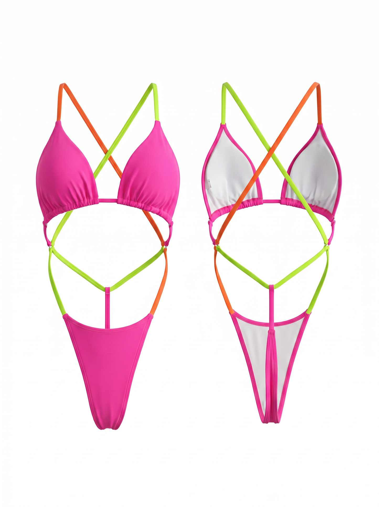 Cross Contrast Color One Piece