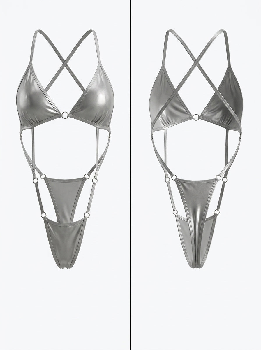 Glossy Backless One Piece