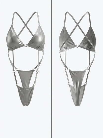 Glossy Backless One Piece