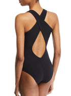 Black & White Colorblock V-Neck Waist Cincher One-Piece
