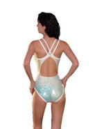 Iridescent Mermaid Scale Cross-Back Cutout One-Piece
