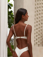 Sexy Cream Bustier Style Cutout One-Piece