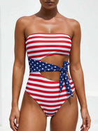 US Flag Star-Striped Spliced Strapless Tie One-Piece
