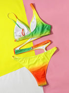 Gradient Color Cutout One-Piece Swimsuit
