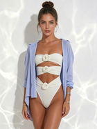 White Strapless 3D Rose Cutout One-Piece Swimsuit