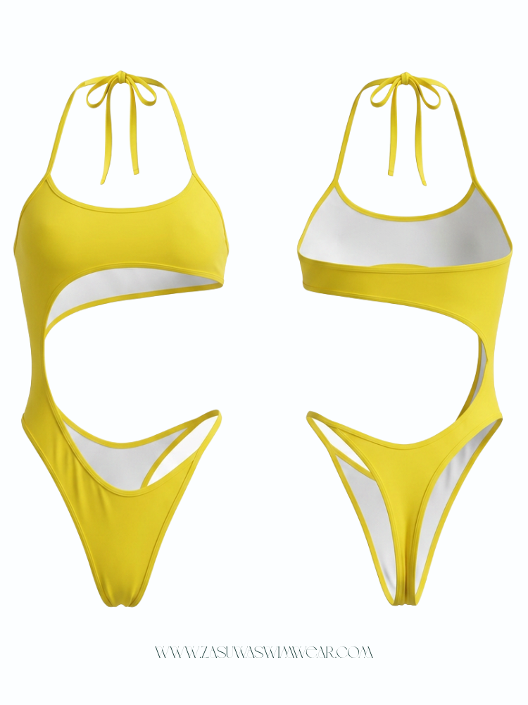 Bright Yellow Cutout One-Piece Swimsuit