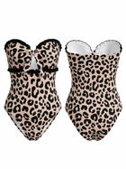 Vintage Leopard Print Bandeau One-Piece