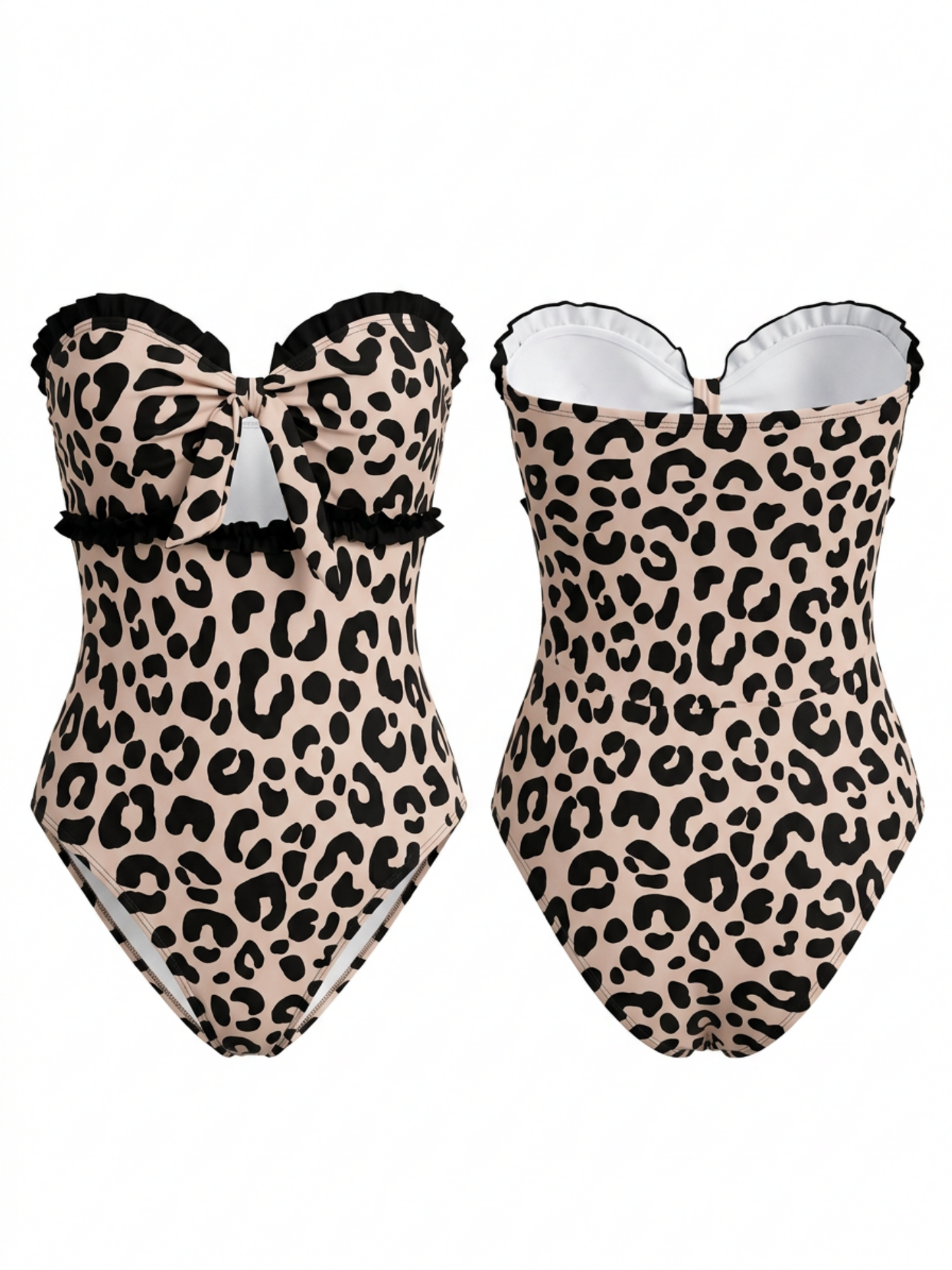 Vintage Leopard Print Bandeau One-Piece