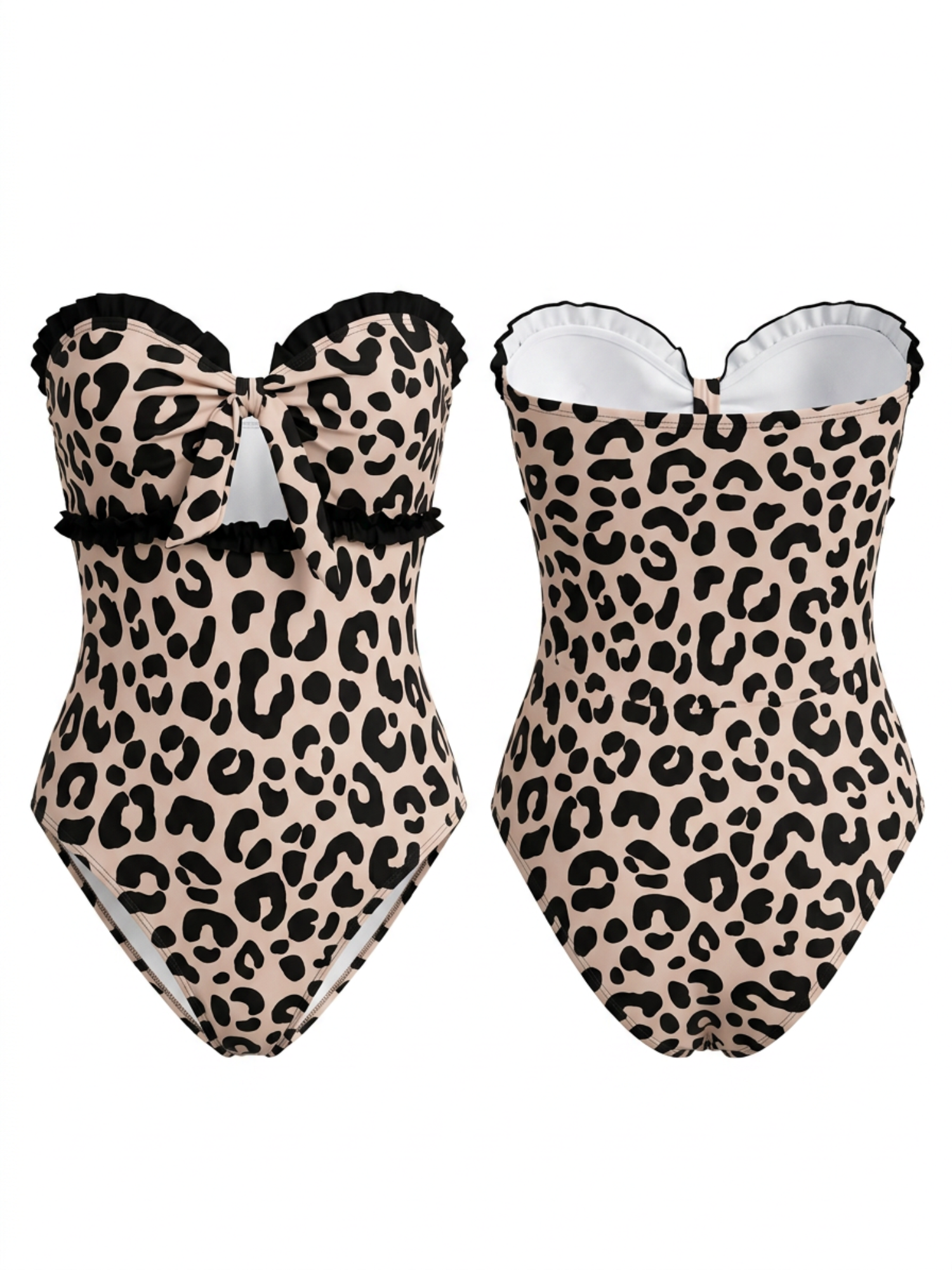 Vintage Leopard Print Bandeau One-Piece