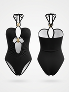 Black Halter Cutout One-Piece