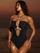 Black Halter Cutout One-Piece