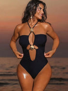 Black Halter Cutout One-Piece