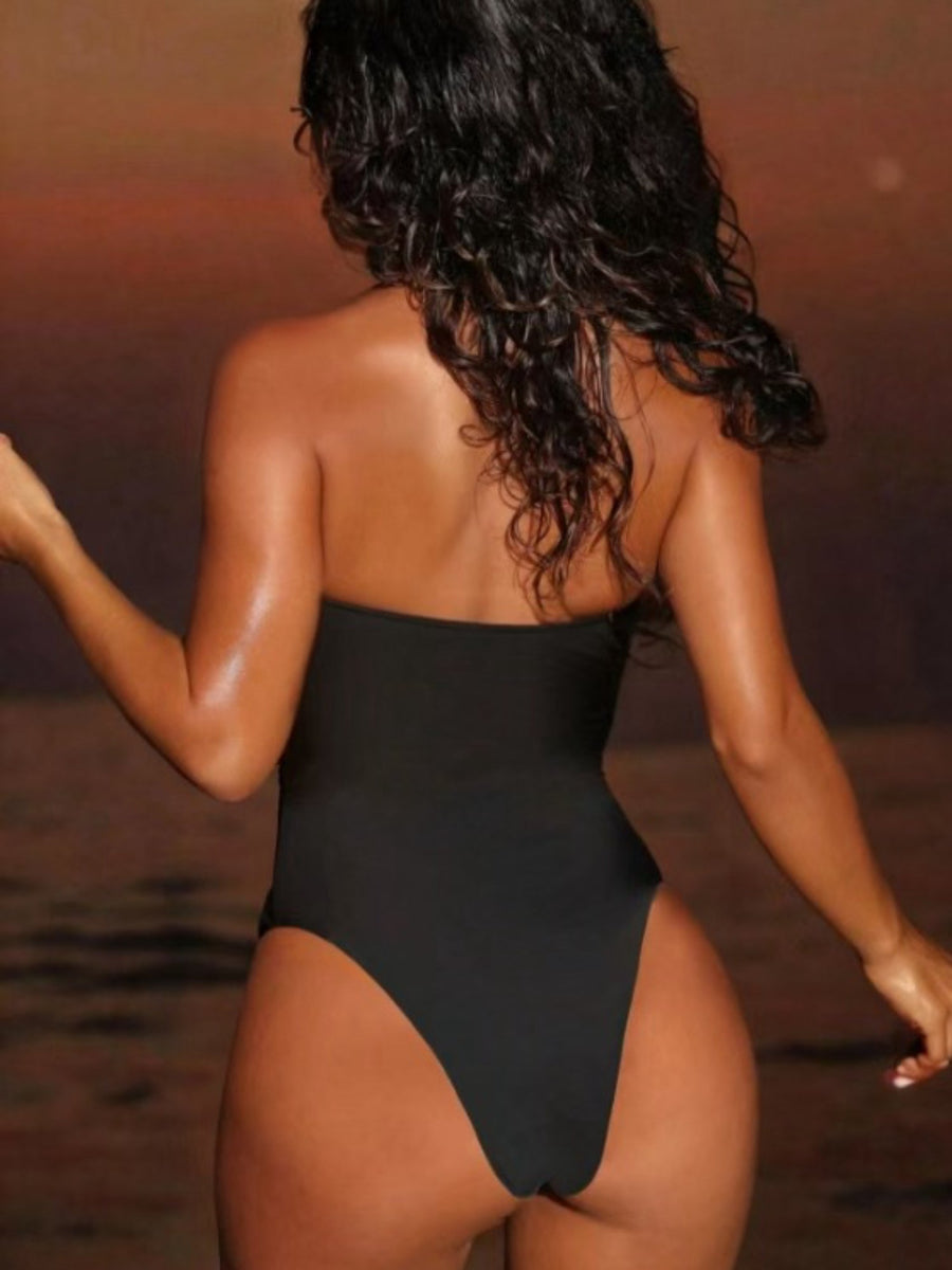 Black Halter Cutout One-Piece
