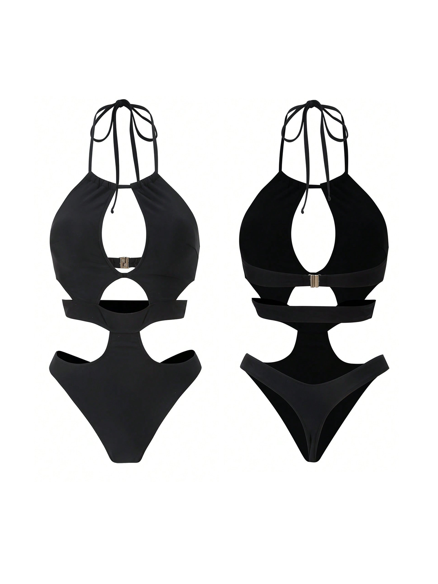 Black Halter Cutout One-Piece