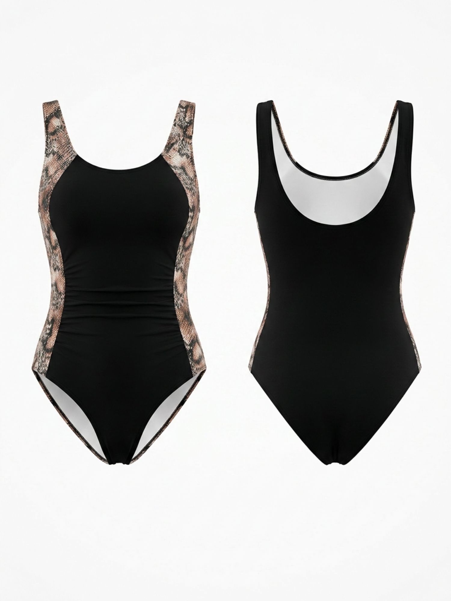 Snake Print Paneled One-Piece