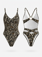 Leopard Print Hollow Out Tie One-Piece