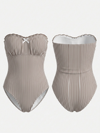 Black & White Striped Strapless One-Piece
