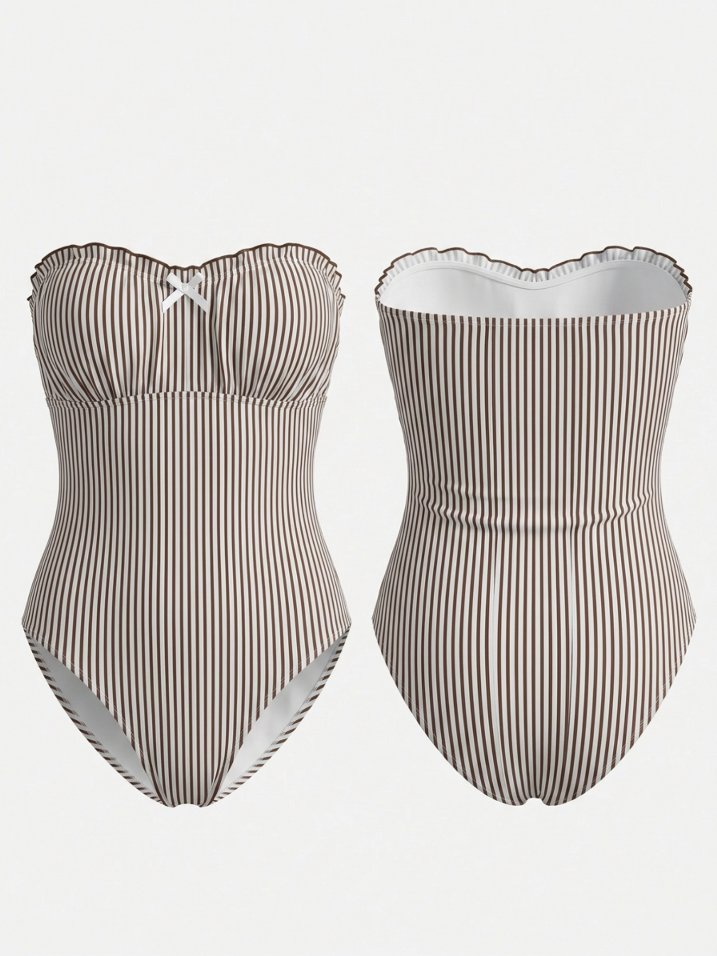 Black & White Striped Strapless One-Piece
