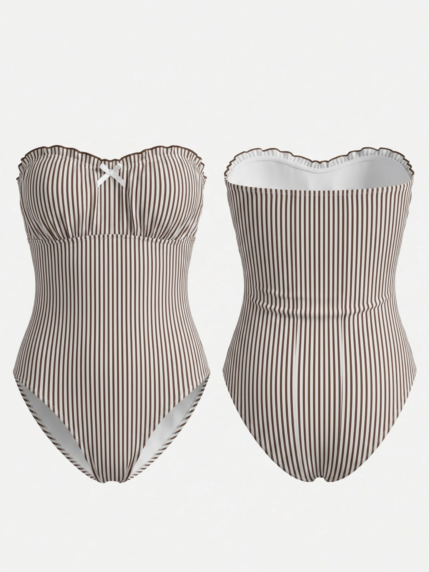 Black & White Striped Strapless One-Piece